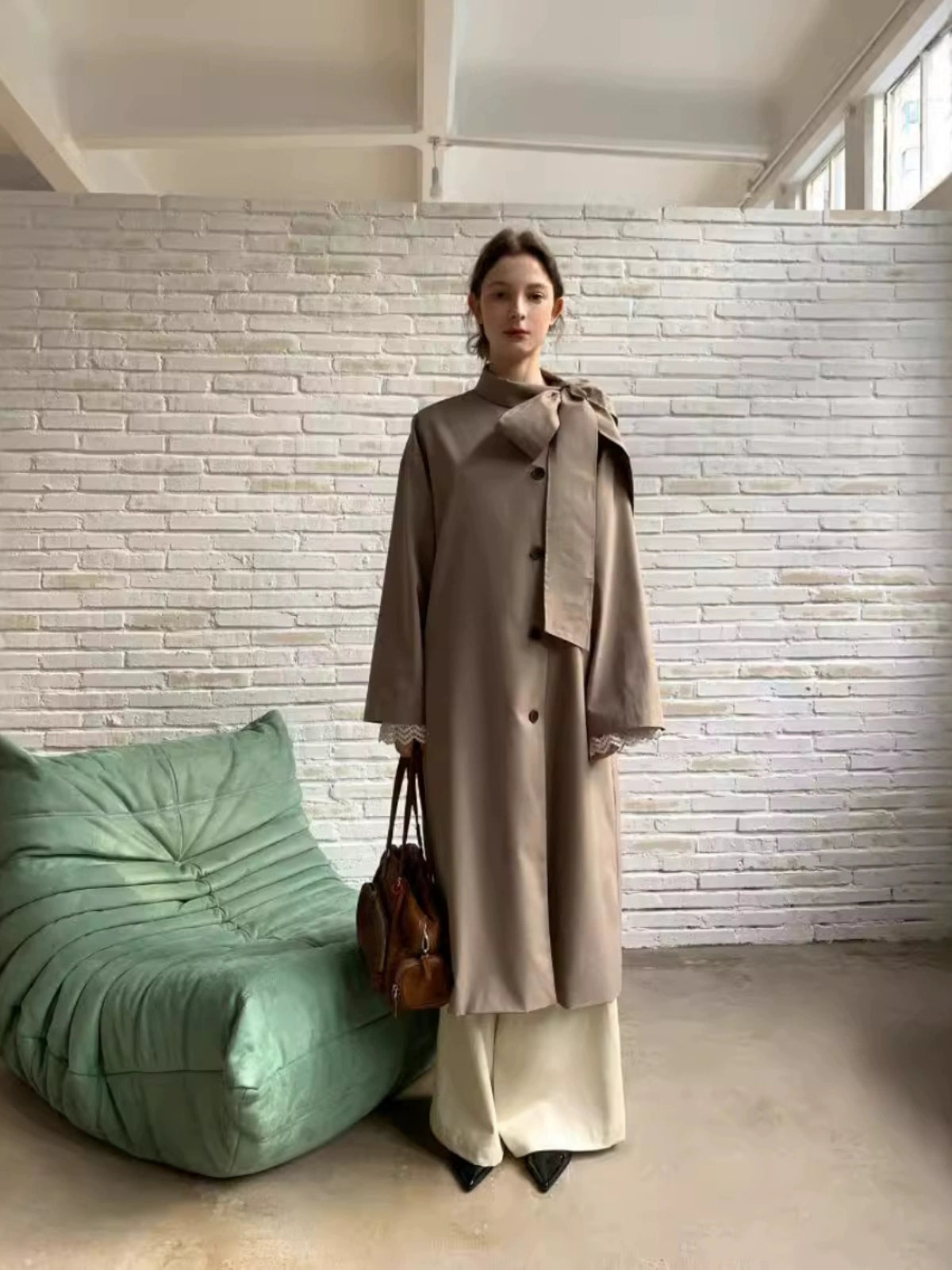 [Pick a Unique] Early Autumn New Arrival K-style Retro Work Clothing Stylish Long Trench Coat Female Viralgem Store