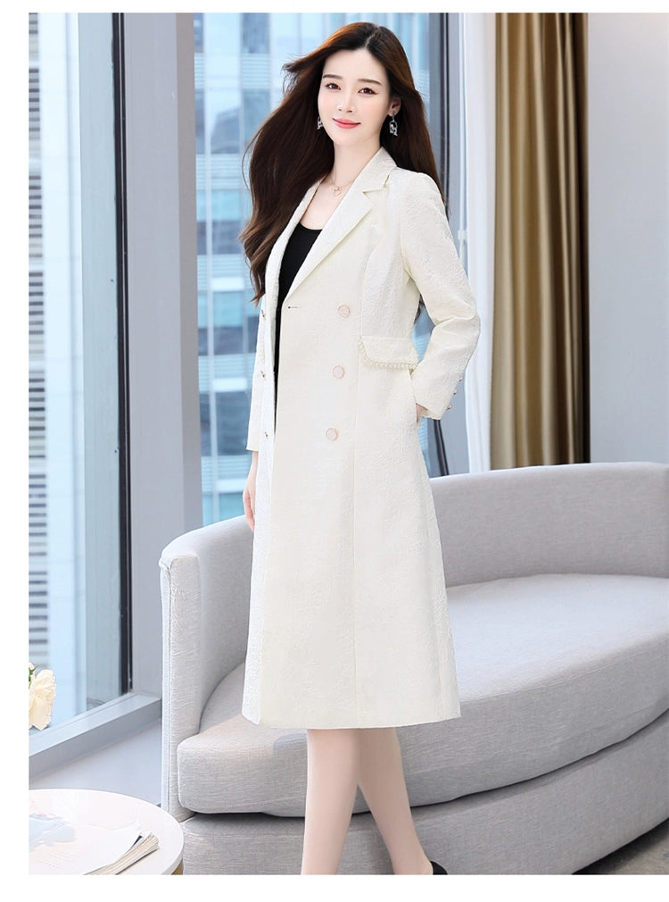 2024 Fashion Minimalist Generous Elegant Elegance Double Breasted Mid Length Long Length Trench Coat