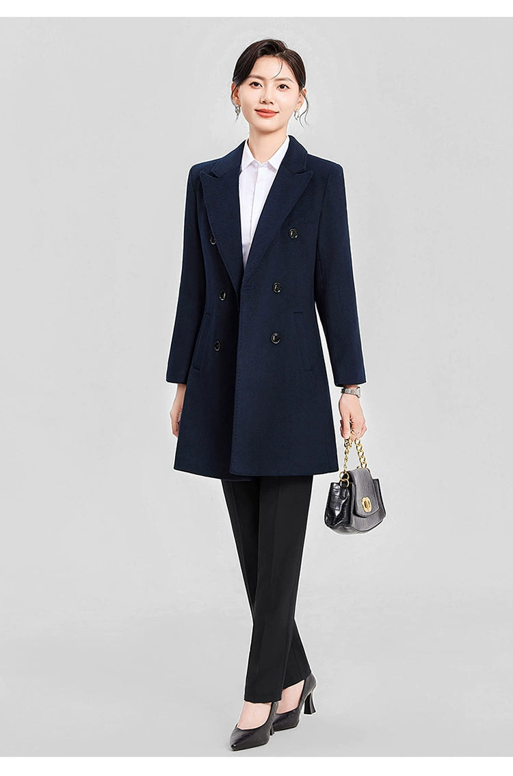 Woolen Coat Winter Thickened New Double Breasted Suit Coat Hotel Manager Work Clothes Mid Length Long Length Trench Coat Viralgem Store