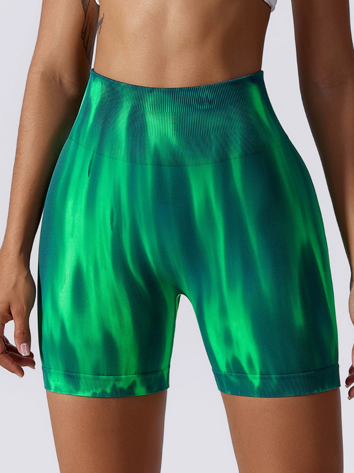 Special Offer! Tie-Dyed Aurora Yoga Fitness Short Shorts Women's High Waist Hip Lift Wicking Breathable Stretch Tight