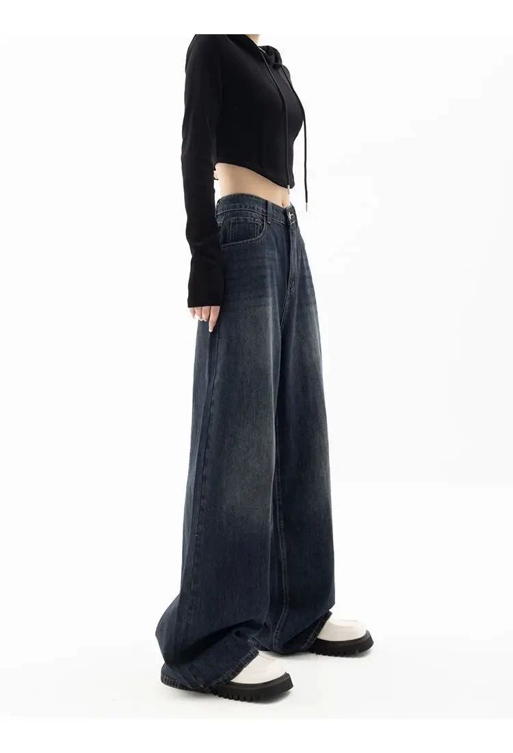 Wide Leg Jeans Women Korean Fashion Harajuku Baggy Denim Tro