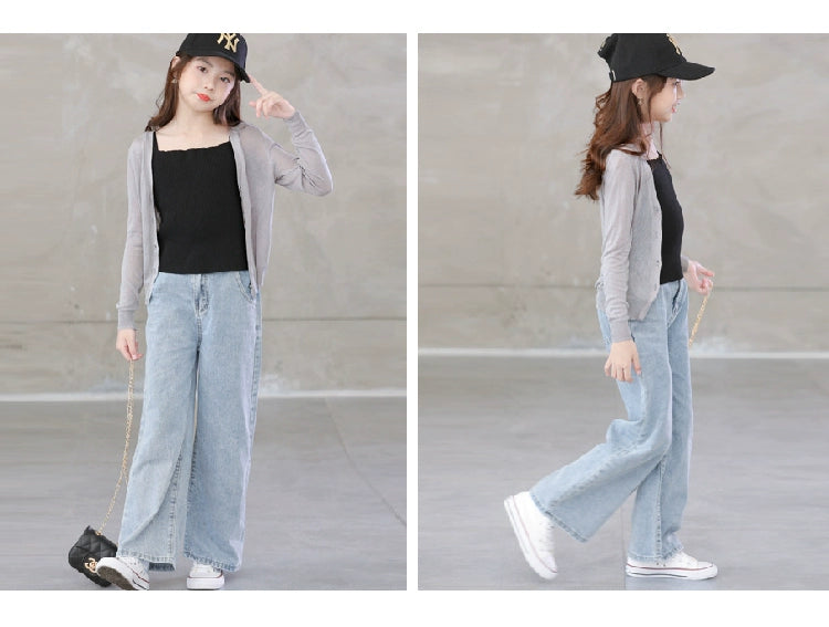 Stylish Medium and Large Children's Summer Clothes Air Conditioning Sweater Sweater