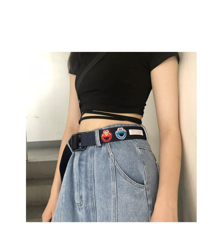 Student Ins Trendy Women's Korean-Style Double Ring Buckle Belt