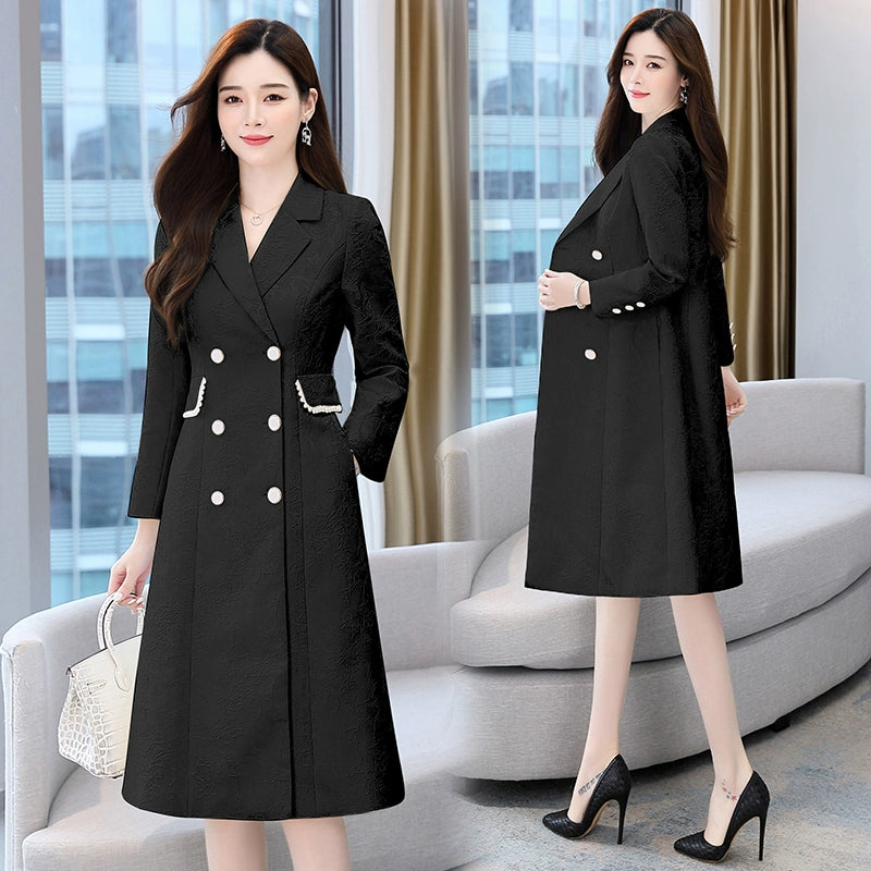 2024 Fashion Minimalist Generous Elegant Elegance Double Breasted Mid Length Long Length Trench Coat