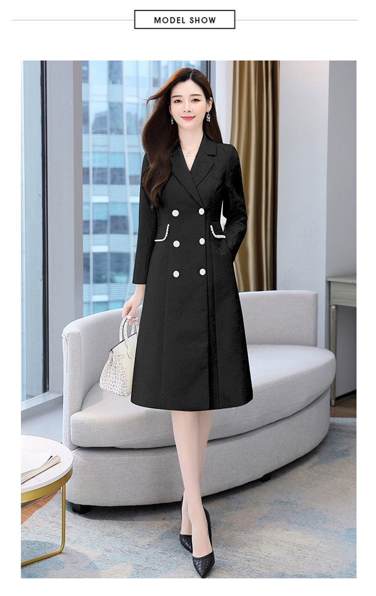 2024 Fashion Minimalist Generous Elegant Elegance Double Breasted Mid Length Long Length Trench Coat