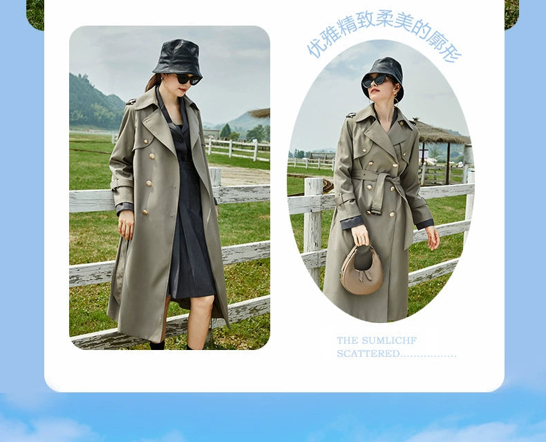 2024 Spring & Fall New Arrival Big Brand Classy C Double Breasted Loose Retro Elegant Mid Length Long Length Trench Coat Outwear Women Viralgem Store