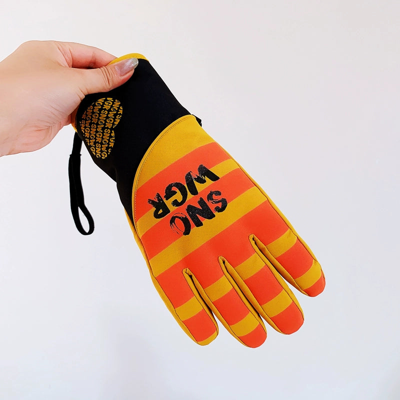 Waterproof Ski Gloves for Women Winter Fleece-Lined Thickened Cotton Students Warm-Keeping Cold-Proof Windproof Touch Screen Cycling Motorcycle Men