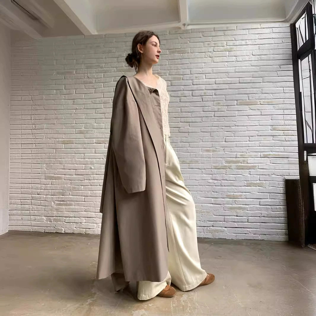 [Pick a Unique] Early Autumn New Arrival K-style Retro Work Clothing Stylish Long Trench Coat Female Viralgem Store