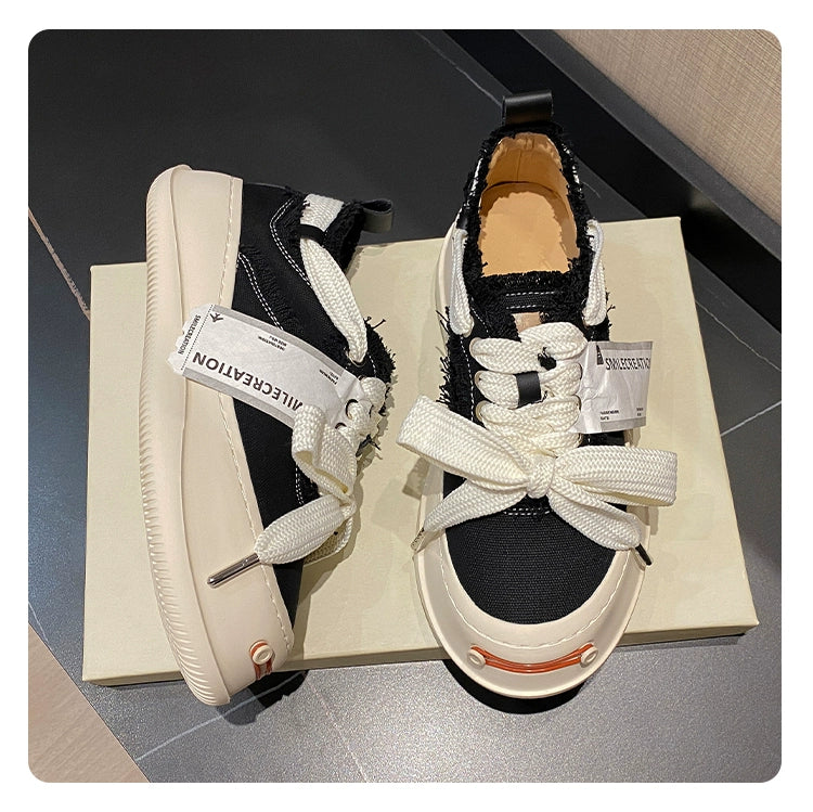 Tan Jianji Style Canvas Shoes Women's Summer 2023 New Arrival Thick Sole Beggar Shoes White Shoes Casual Sports Skate Shoes Fashion Shoes