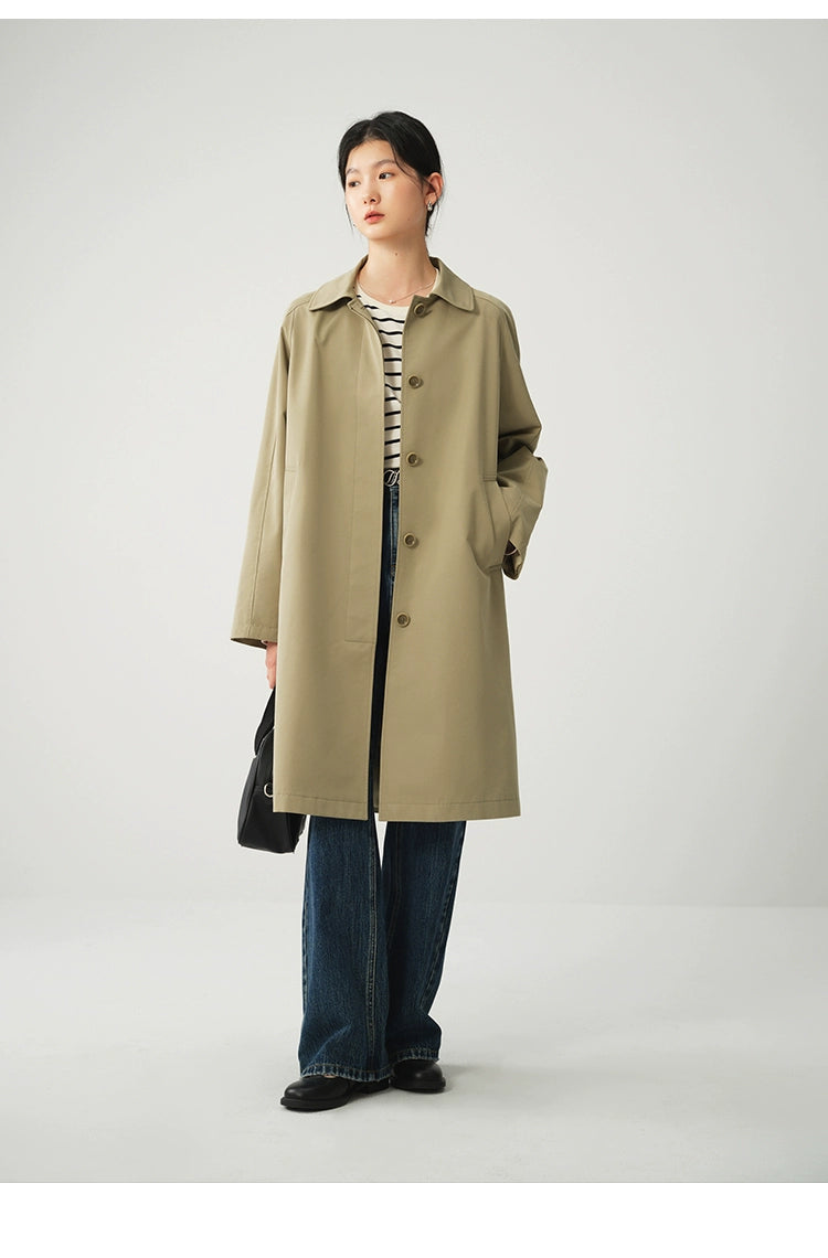 Ziqiao K-style Lapel Mid-Length Raglan Sleeve Trench Coat Viralgem Store