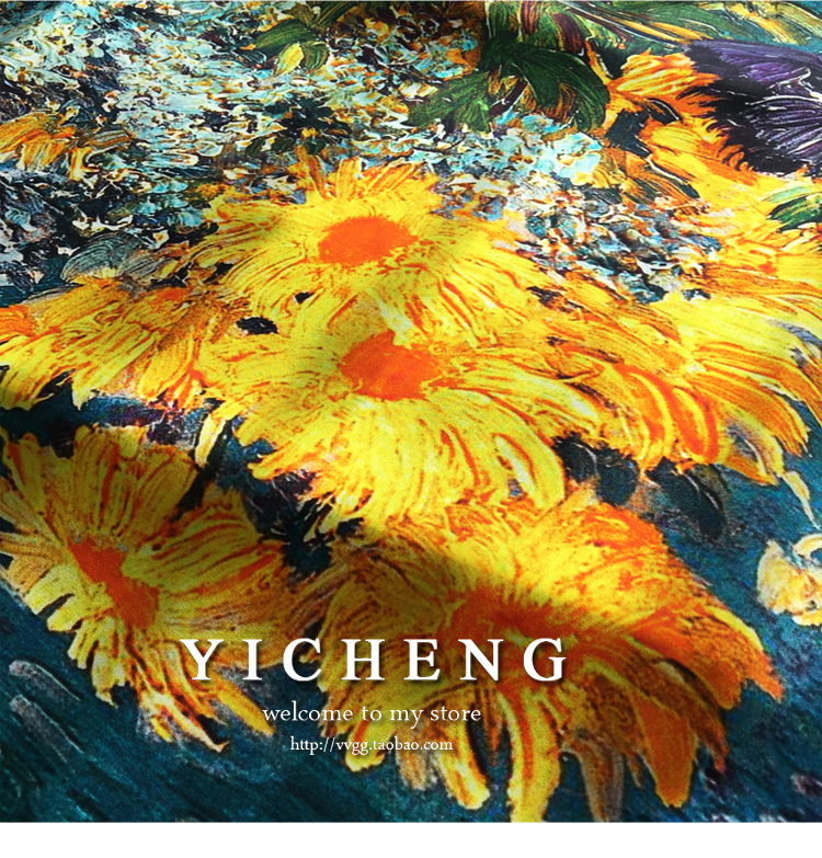 Vincent Van Gogh's Oil Painting Series Large Kerchief Middle-Aged Gift Real Silk Viralgem Store
