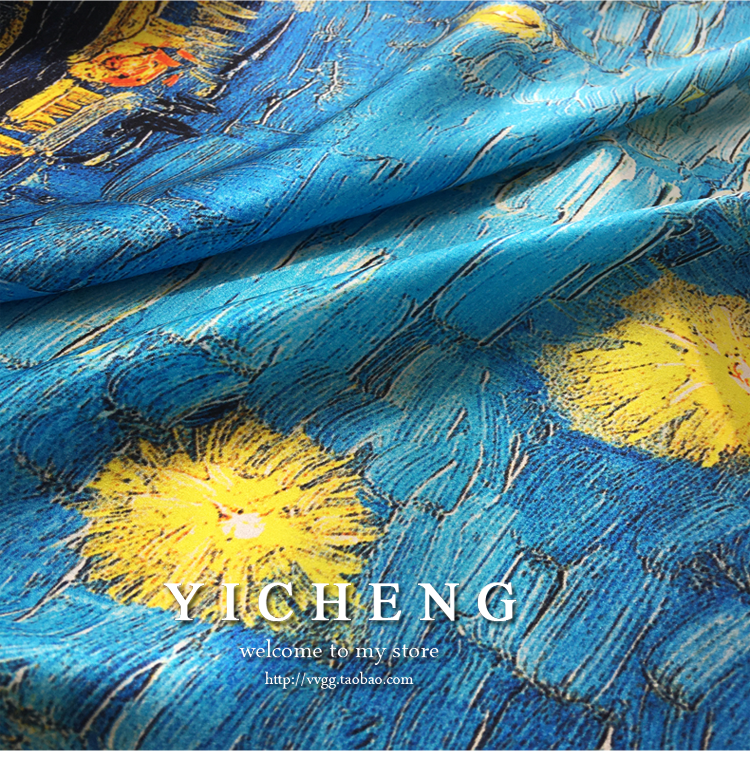 Vincent Van Gogh's Oil Painting Series Large Kerchief Middle-Aged Gift Real Silk Viralgem Store