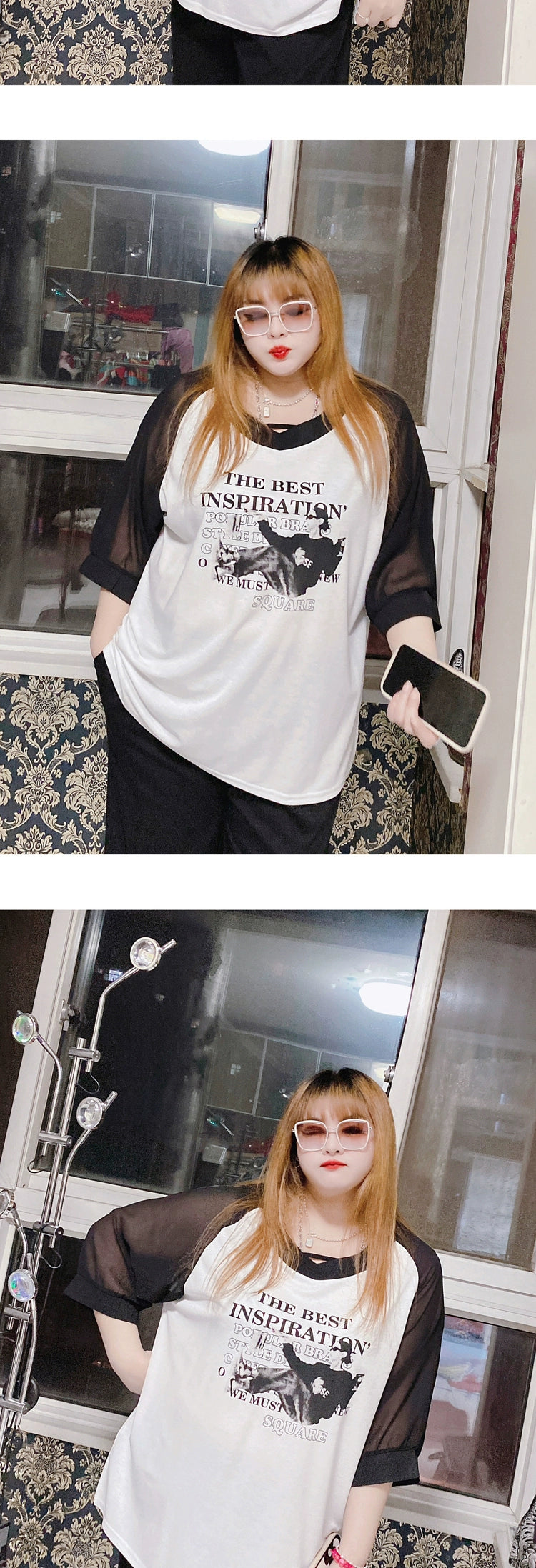 120.00kg Fashion Style Hello Fat Girl Short Sleeve T-shirt