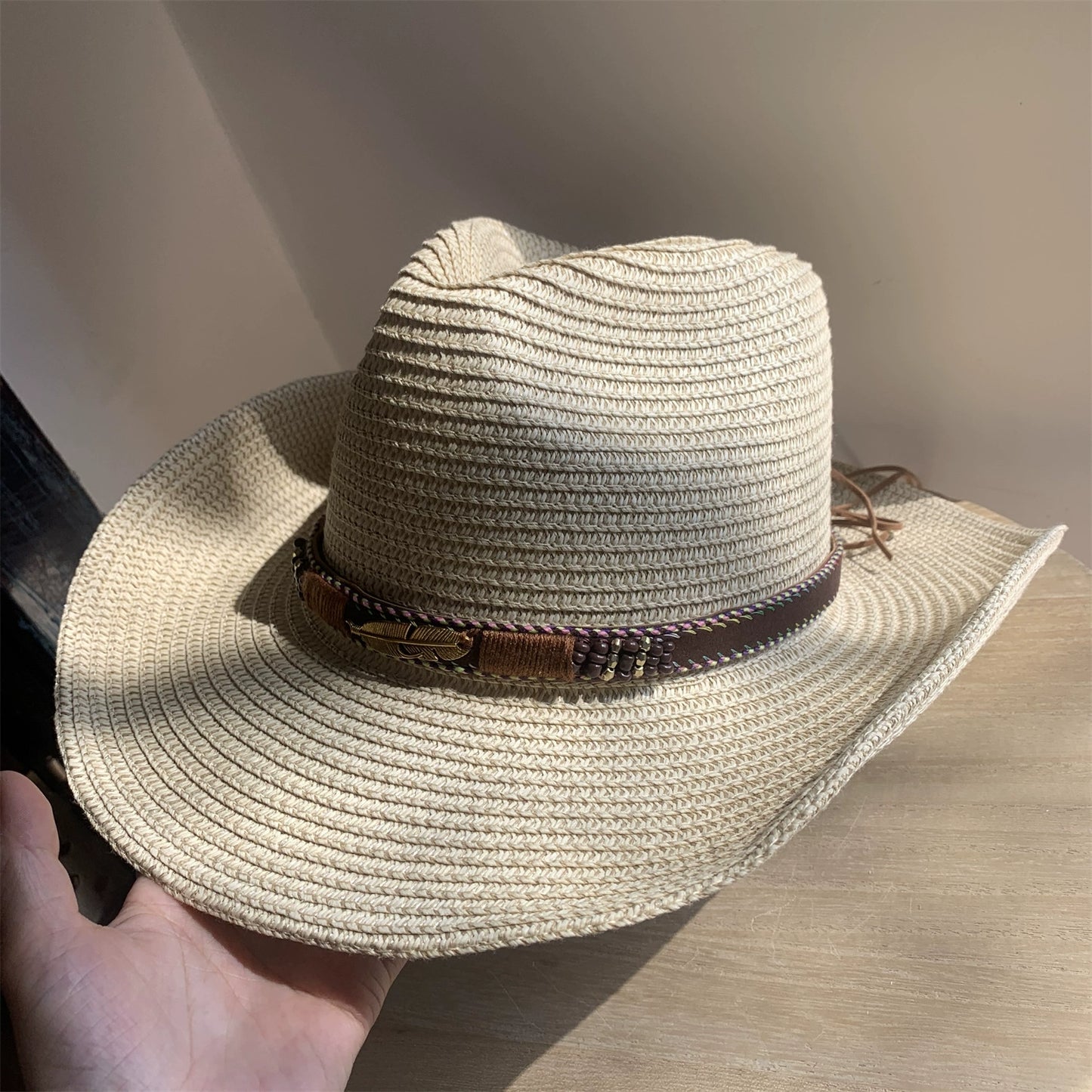 Straw Hat Foldable Couple Fishing Western Cowboy Hat