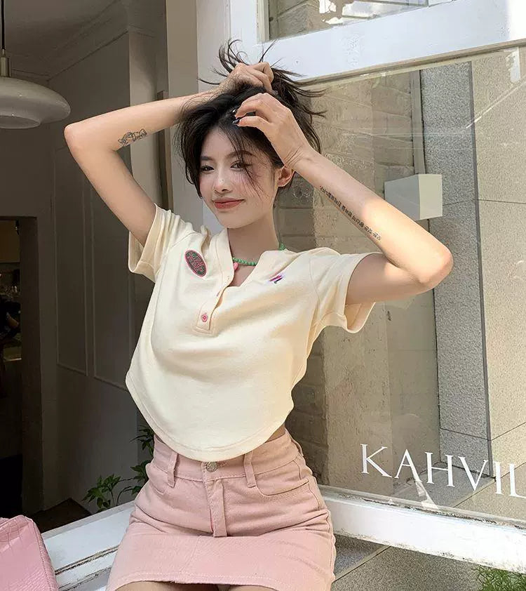 150.00kg Plus Size T-shirt Female Stylish Niche Style Plus Size Ladies Summer Sweet Sexy Chic Unique Asymmetrical Short Tops