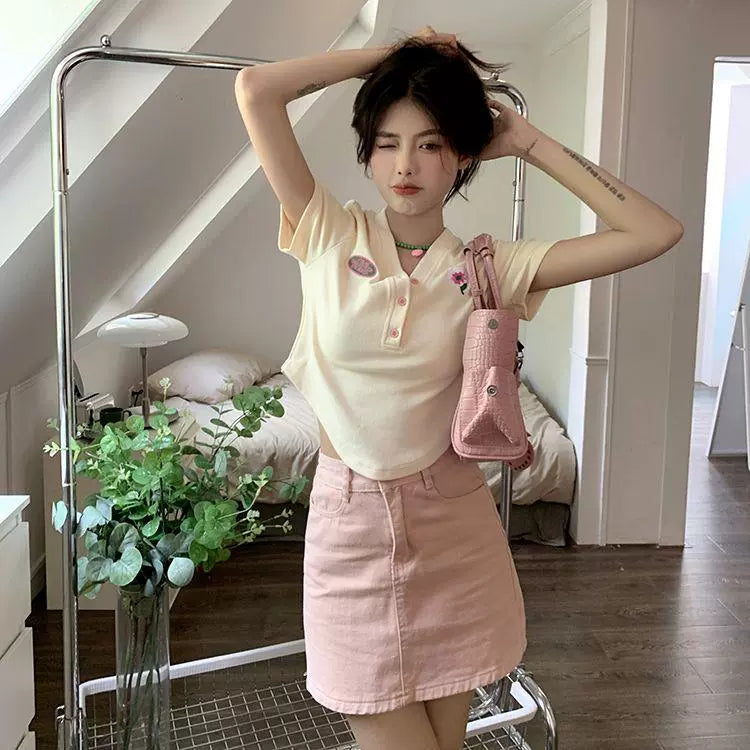 150.00kg Plus Size T-shirt Female Stylish Niche Style Plus Size Ladies Summer Sweet Sexy Chic Unique Asymmetrical Short Tops