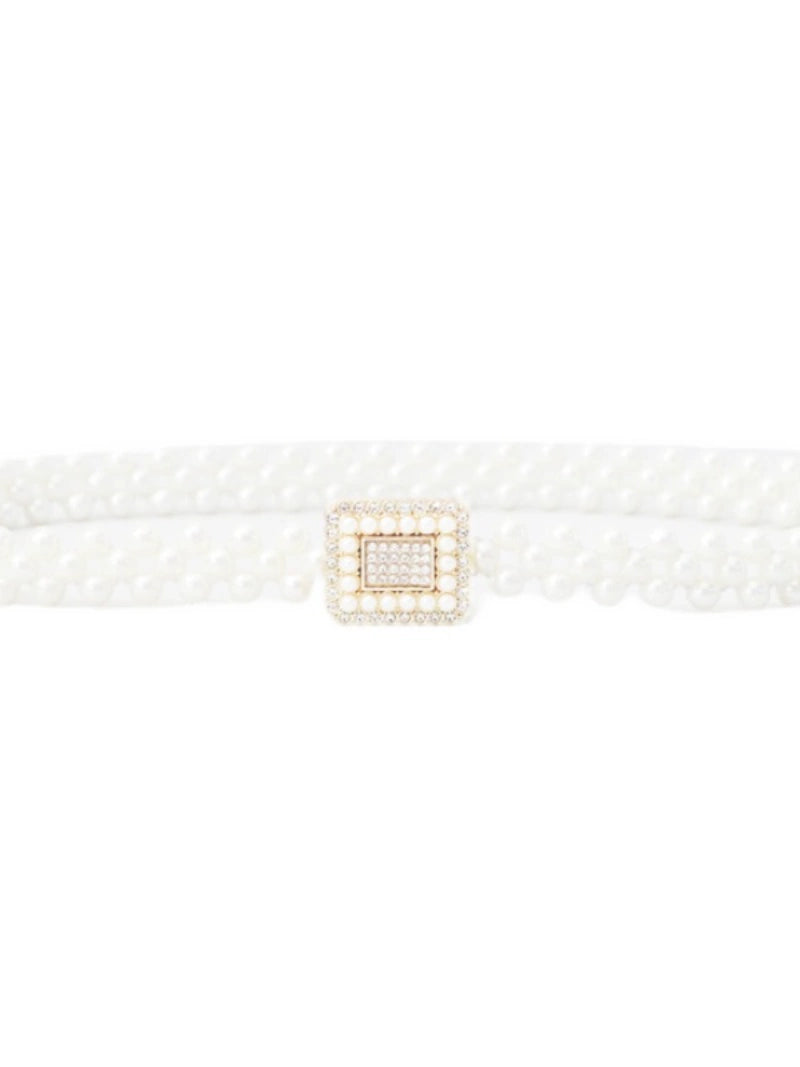 Women's Pearl Elastic Rhinestone Hanfu Waist Dress