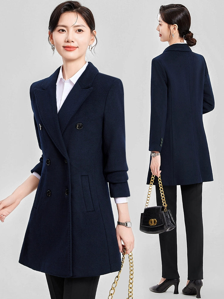 Woolen Coat Winter Thickened New Double Breasted Suit Coat Hotel Manager Work Clothes Mid Length Long Length Trench Coat Viralgem Store