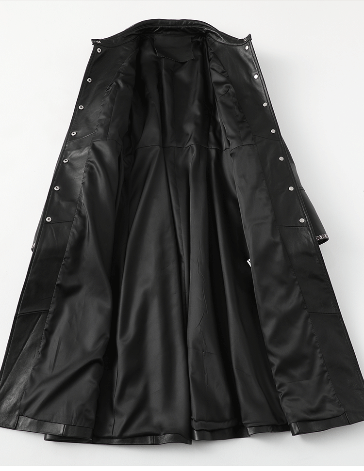 2024 Spring & Fall New Arrival Elegant Large Skirt Sheepskin Genuine Leather Clothes Mid Length Long Length Trench Coat Outwear Female Silm European Goods Viralgem Store