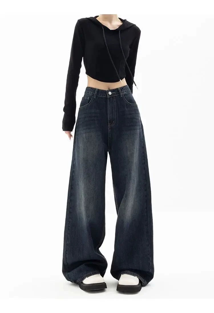 Wide Leg Jeans Women Korean Fashion Harajuku Baggy Denim Tro