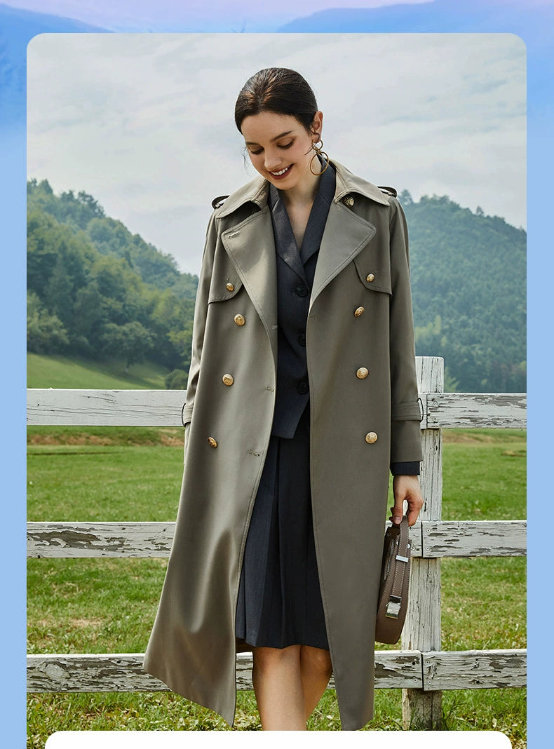 2024 Spring & Fall New Arrival Big Brand Classy C Double Breasted Loose Retro Elegant Mid Length Long Length Trench Coat Outwear Women Viralgem Store