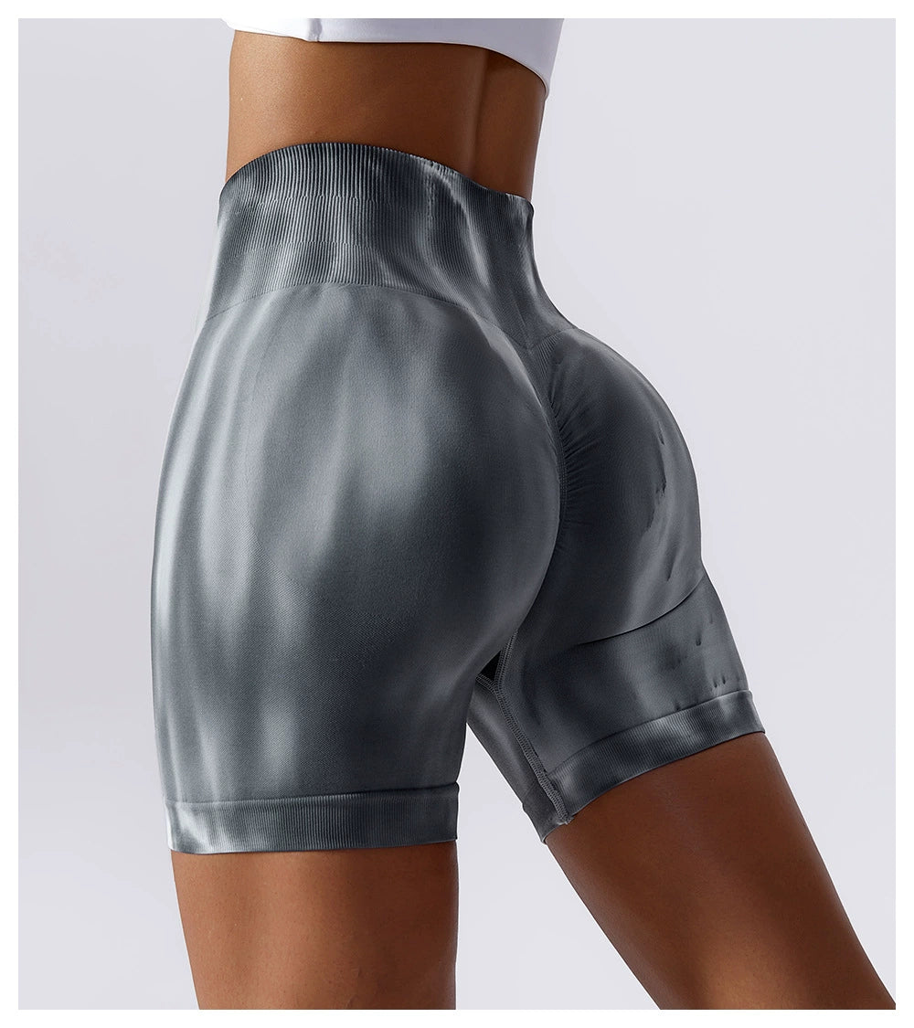 Special Offer! Tie-Dyed Aurora Yoga Fitness Short Shorts Women's High Waist Hip Lift Wicking Breathable Stretch Tight