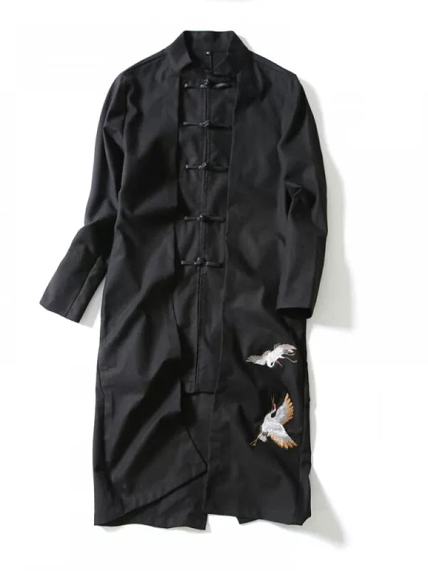 Xingzhi Chinese Style Men's Clothing Ancient Style Han Chinese Clothing Long Trench Coat Men Tang Suit Cotton Linen Cloak Buckle Robe Overcoat outside Viralgem Store