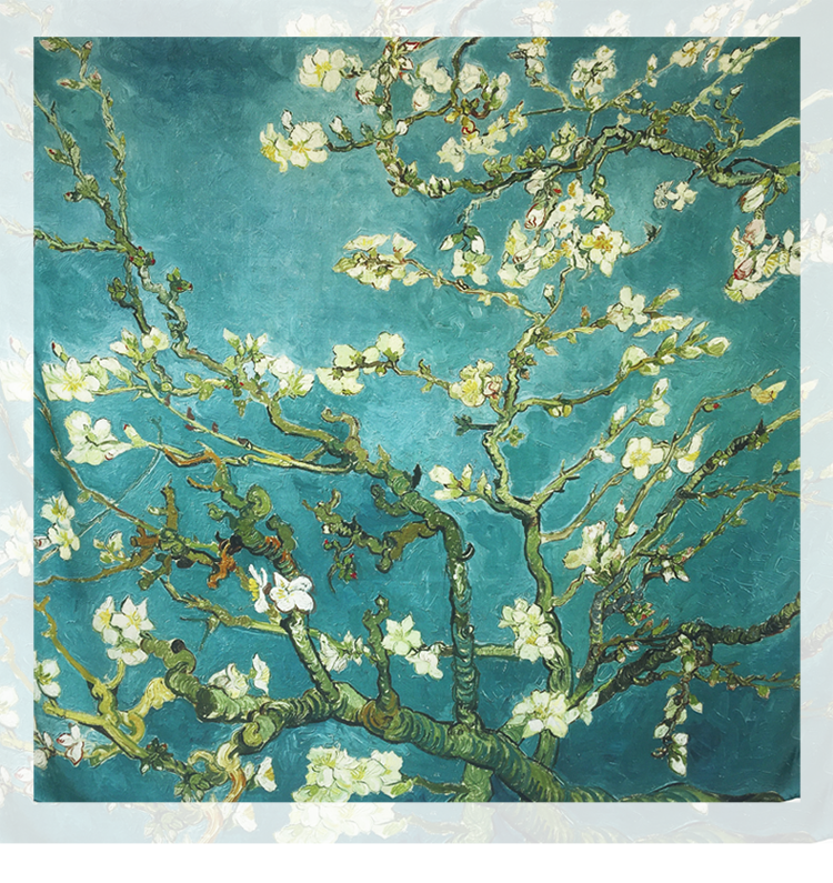 Vincent Van Gogh's Oil Painting Series Large Kerchief Middle-Aged Gift Real Silk Viralgem Store