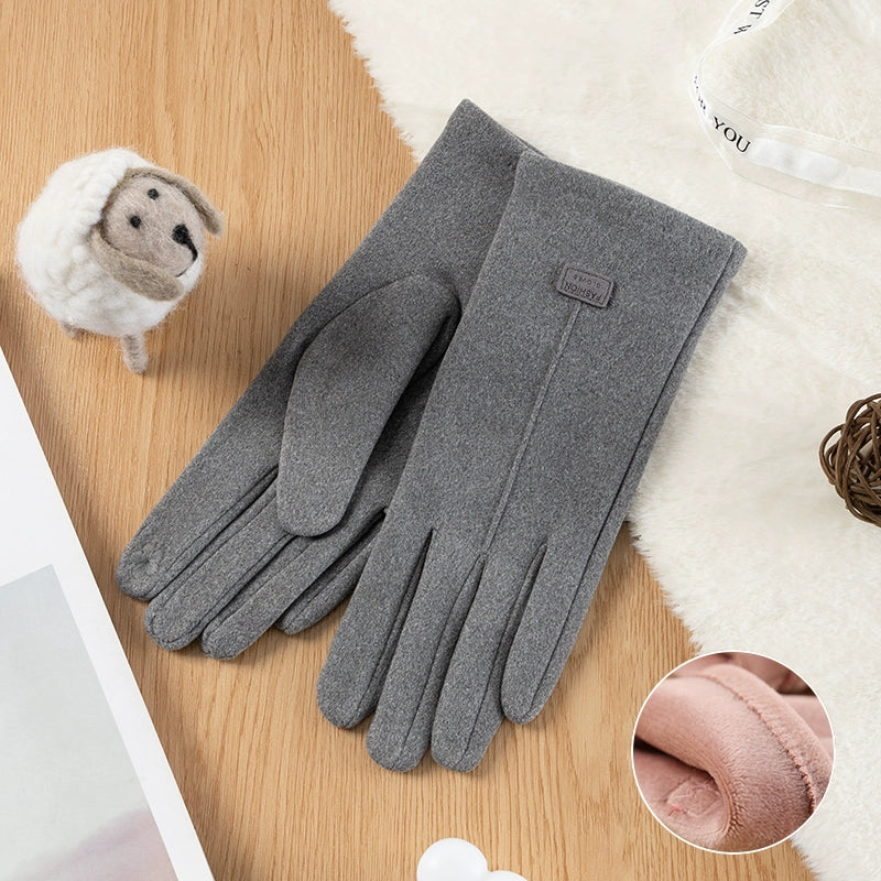 Women's Warm-Keeping and Cold-Proof Five-Finger Double-Layer Thickened Gloves for Autumn and Winter