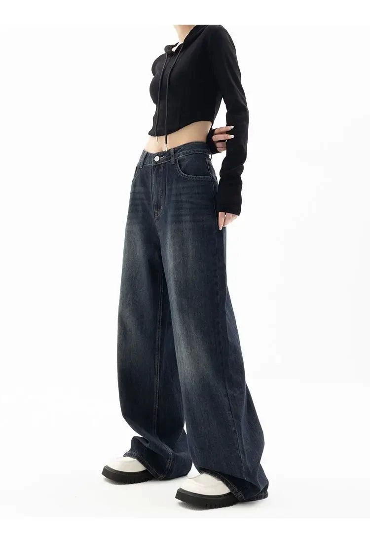 Wide Leg Jeans Women Korean Fashion Harajuku Baggy Denim Tro