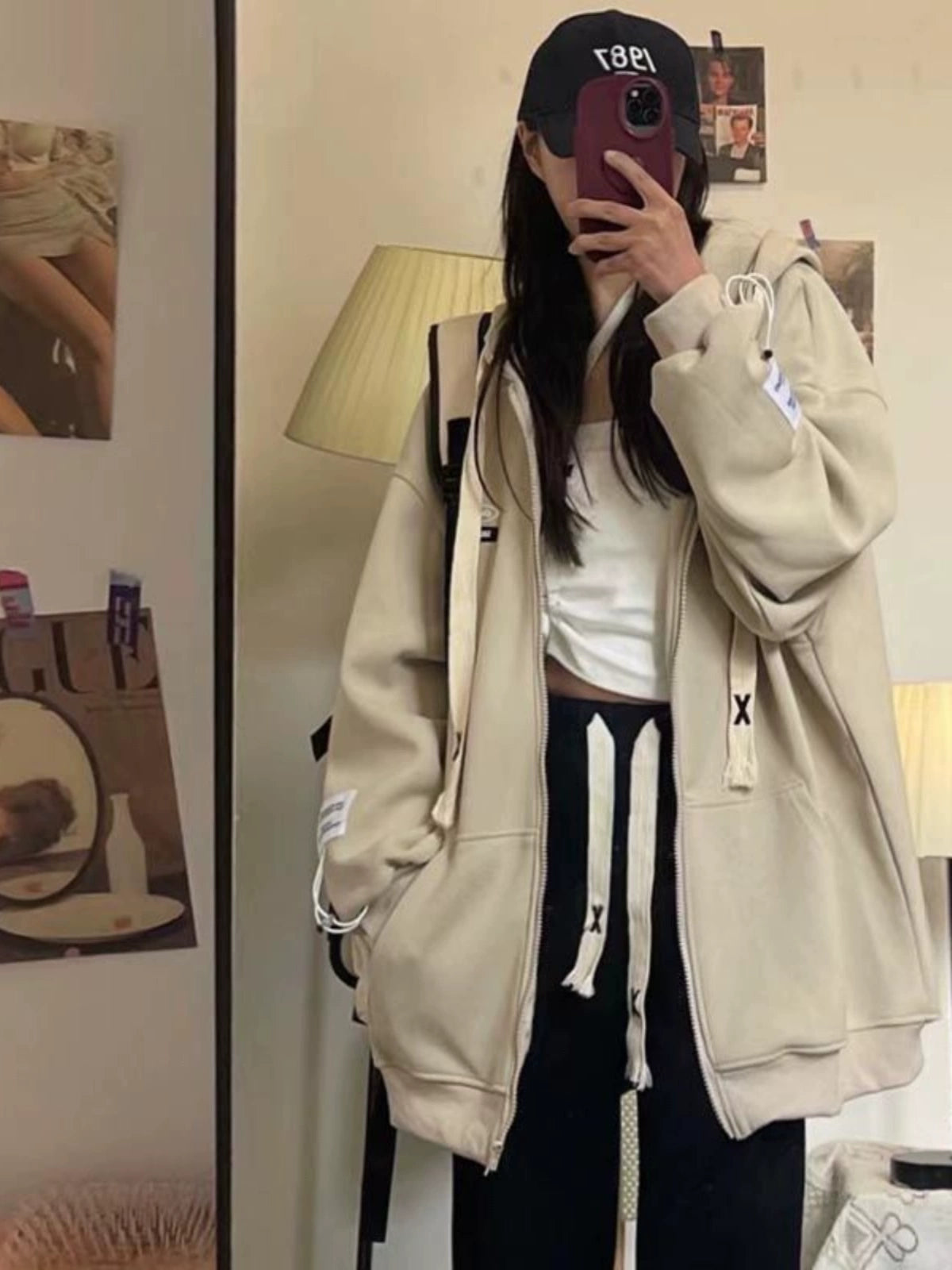 150.00kg Plus Size American Hooded Sweatshirt Female Plus Size Ladies Loose BF Idle Style Long-Sleeve Zipper Cardigan Outerwear Top