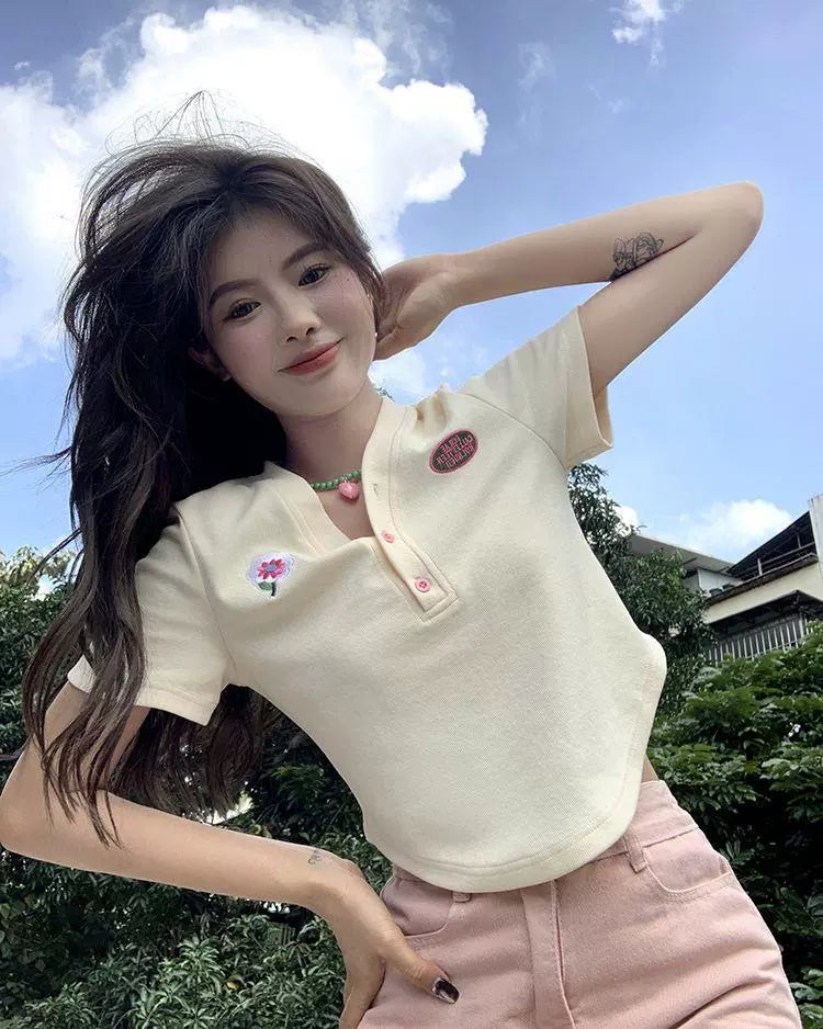 150.00kg Plus Size T-shirt Female Stylish Niche Style Plus Size Ladies Summer Sweet Sexy Chic Unique Asymmetrical Short Tops