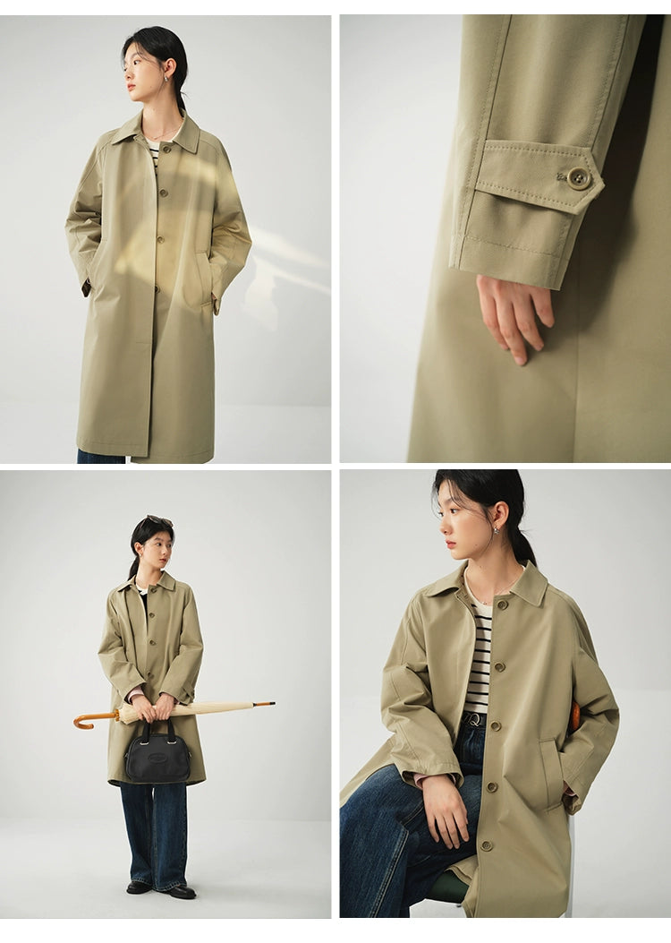 Ziqiao K-style Lapel Mid-Length Raglan Sleeve Trench Coat Viralgem Store