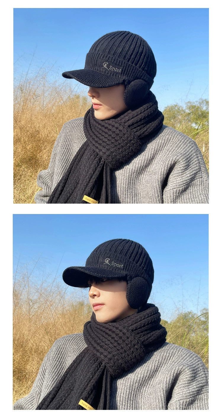 Winter Heattech Male Fleece-lined Thickened Cold Protection Cycling Hat