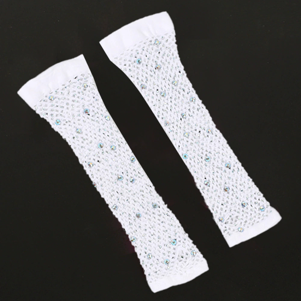 80 Ball Diamond Gloves Party Fishnet Stretch Mesh Gloves Fashion Retro Cross-Border Sexy Hot Drilling Sleeve Cover Viralgem Store