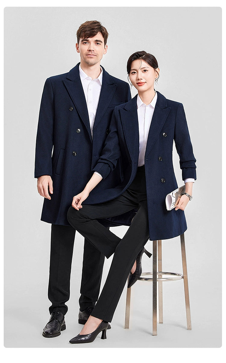 Woolen Coat Winter Thickened New Double Breasted Suit Coat Hotel Manager Work Clothes Mid Length Long Length Trench Coat Viralgem Store