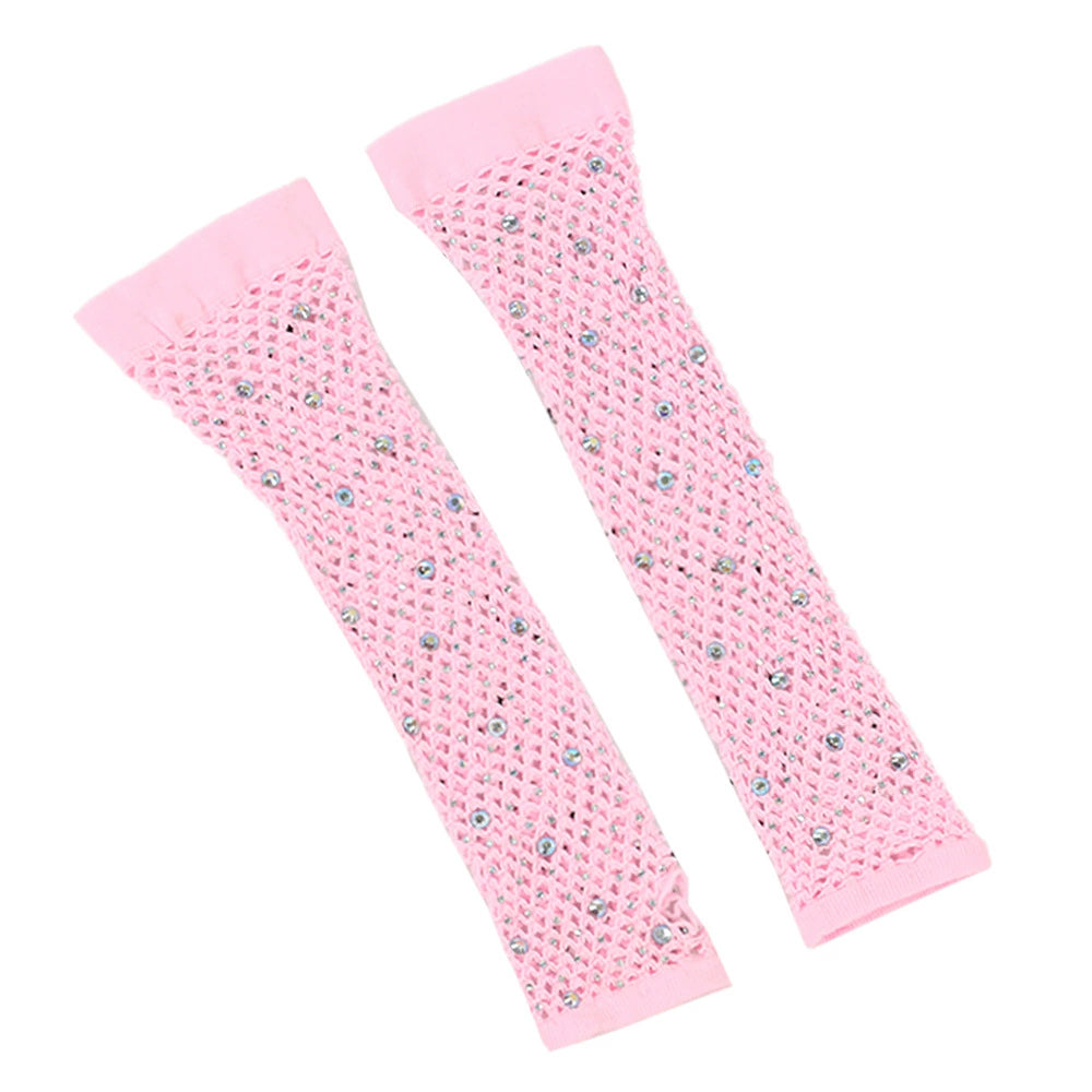 80 Ball Diamond Gloves Party Fishnet Stretch Mesh Gloves Fashion Retro Cross-Border Sexy Hot Drilling Sleeve Cover Viralgem Store