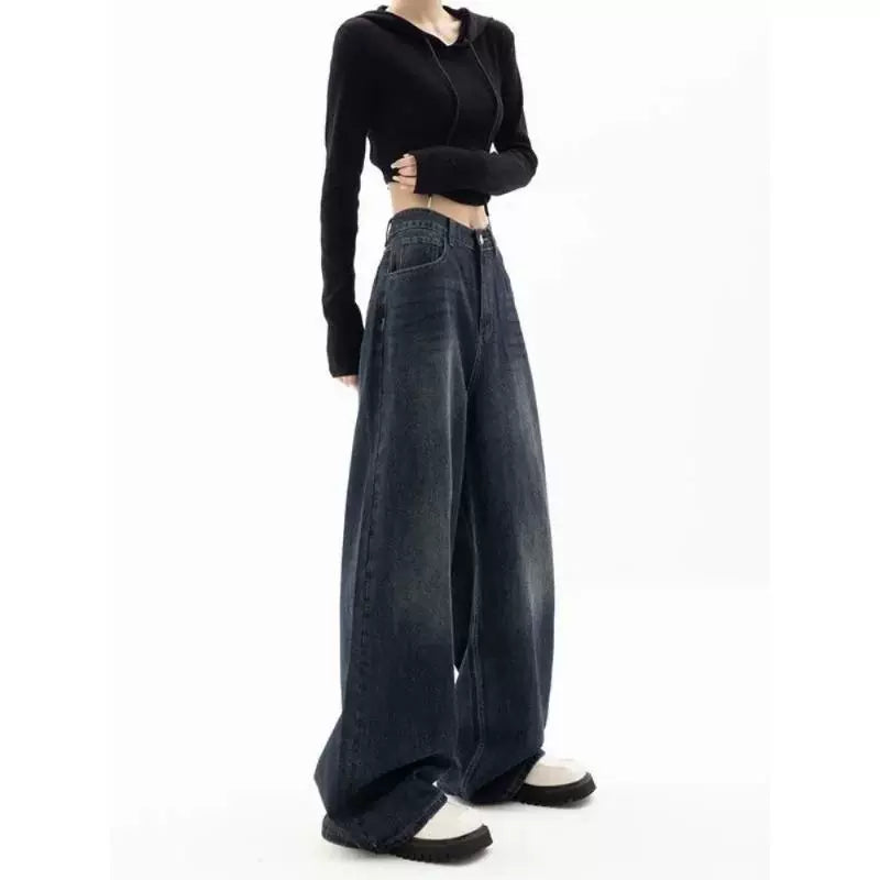 Wide Leg Jeans Women Korean Fashion Harajuku Baggy Denim Tro
