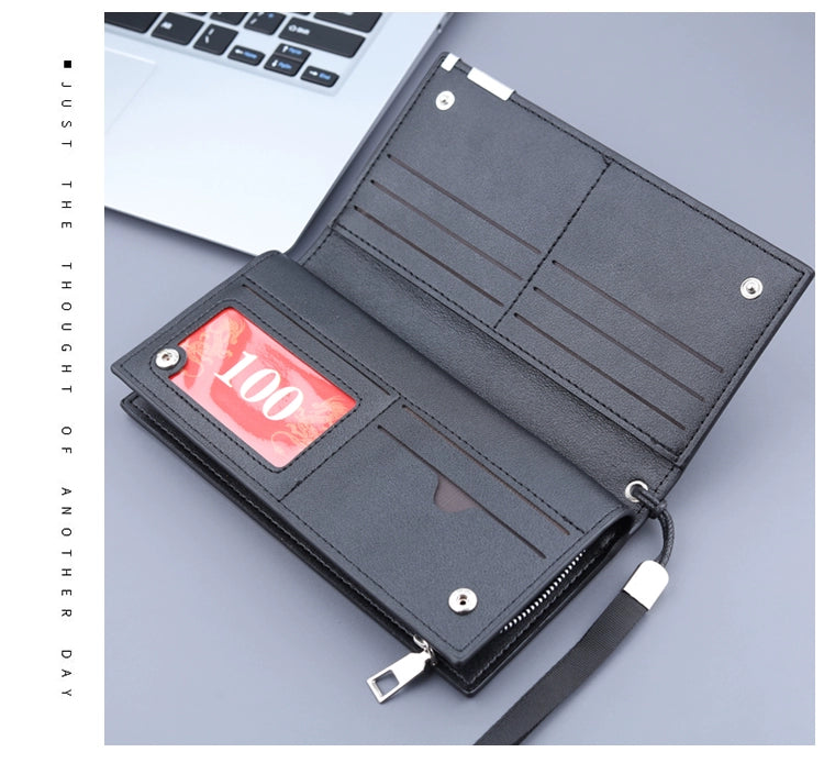 Trendy Long Business Men's Casual Zipper Handbag