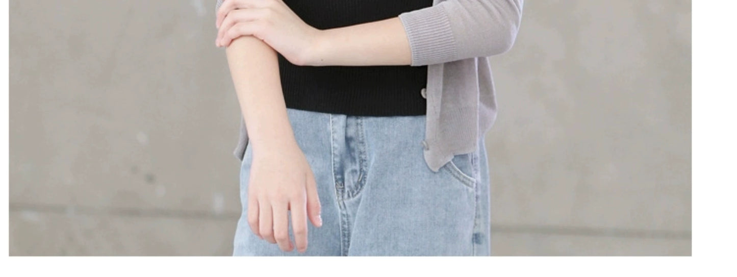 Stylish Medium and Large Children's Summer Clothes Air Conditioning Sweater Sweater