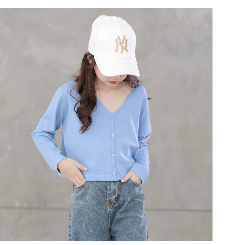 Stylish Medium and Large Children's Summer Clothes Air Conditioning Sweater Sweater