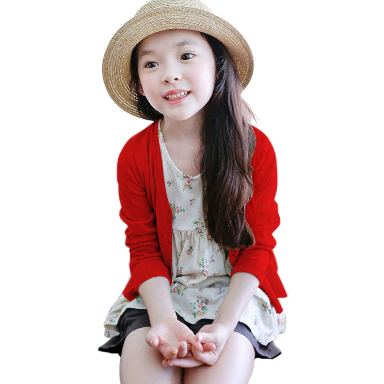 Stylish Medium and Large Children's Summer Clothes Air Conditioning Sweater Sweater
