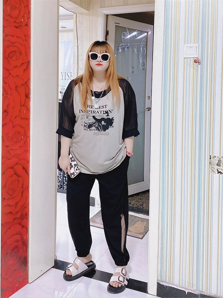 120.00kg Fashion Style Hello Fat Girl Short Sleeve T-shirt