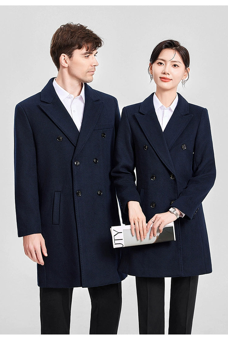 Woolen Coat Winter Thickened New Double Breasted Suit Coat Hotel Manager Work Clothes Mid Length Long Length Trench Coat Viralgem Store