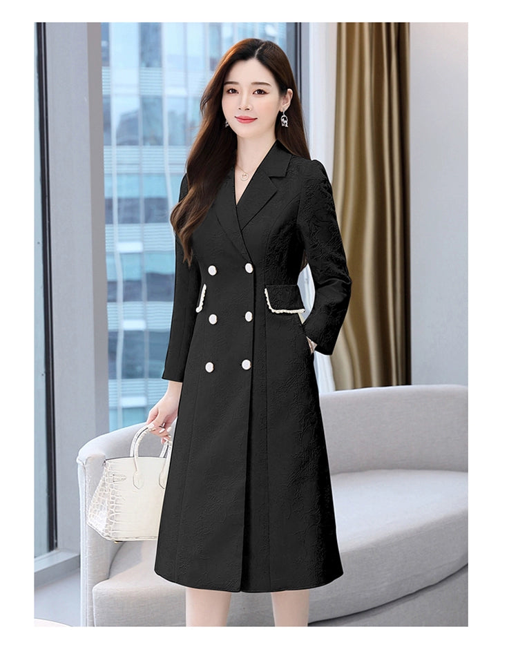 2024 Fashion Minimalist Generous Elegant Elegance Double Breasted Mid Length Long Length Trench Coat