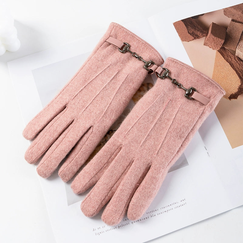Women's Warm-Keeping and Cold-Proof Five-Finger Double-Layer Thickened Gloves for Autumn and Winter