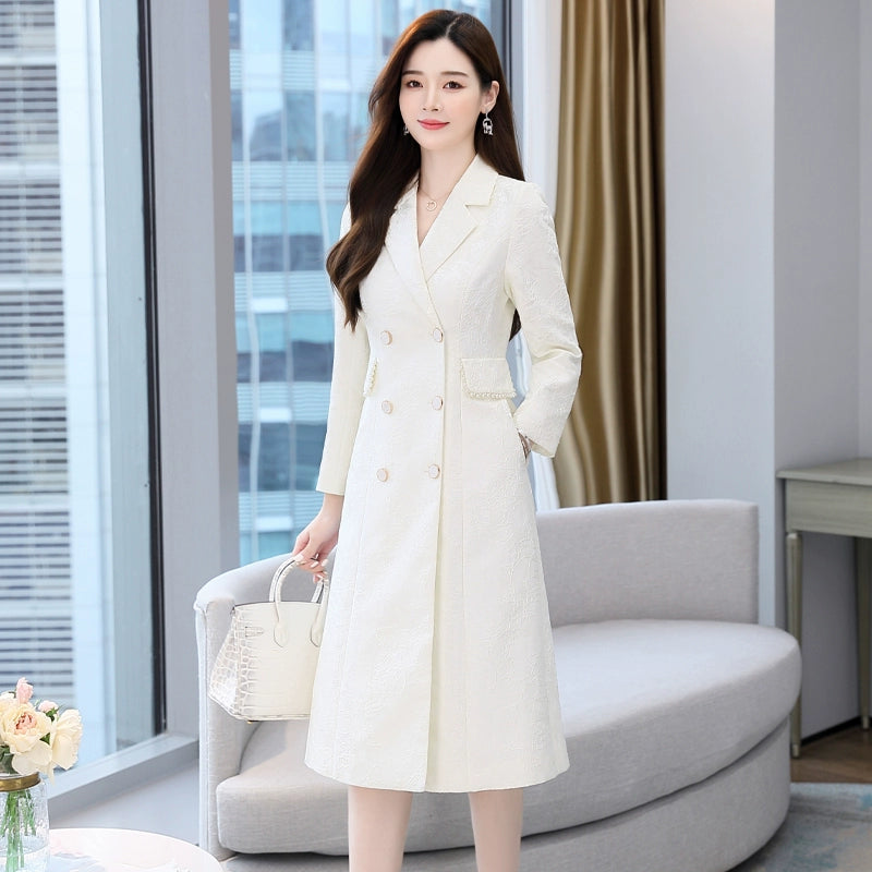 2024 Fashion Minimalist Generous Elegant Elegance Double Breasted Mid Length Long Length Trench Coat