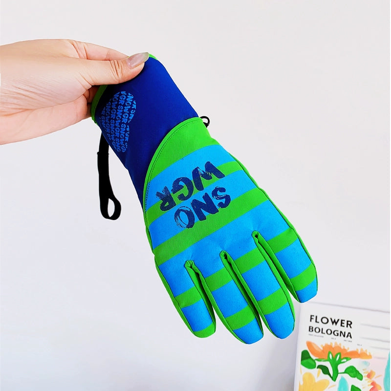 Waterproof Ski Gloves for Women Winter Fleece-Lined Thickened Cotton Students Warm-Keeping Cold-Proof Windproof Touch Screen Cycling Motorcycle Men