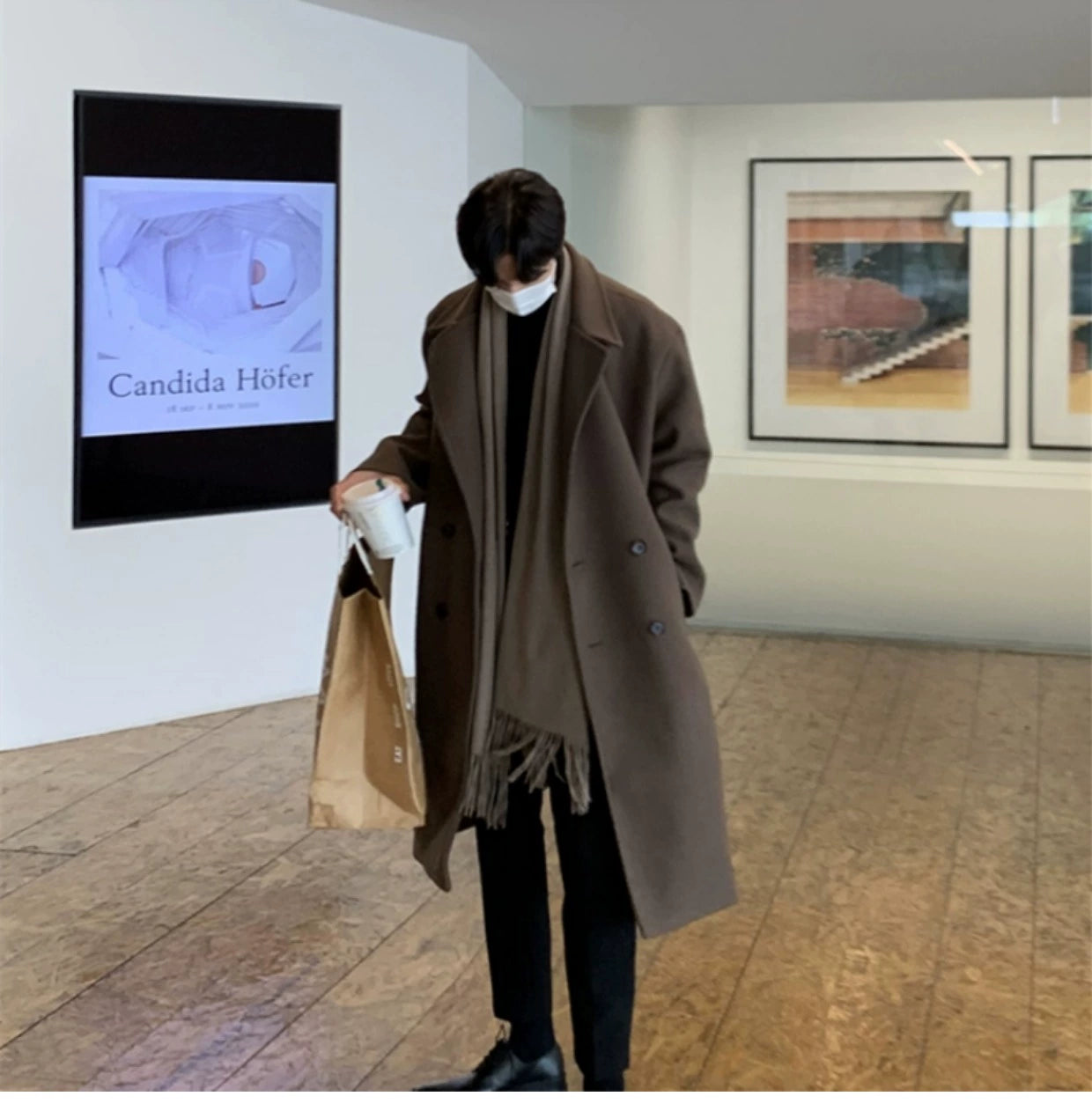 Visvim X WMV Trendy Mid Length Long Length Trench Coat Men's Fall and Winter New Arrival Fashion All-Matching Woolen Coat Outerwear Ins