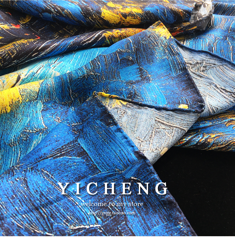 Vincent Van Gogh's Oil Painting Series Large Kerchief Middle-Aged Gift Real Silk Viralgem Store